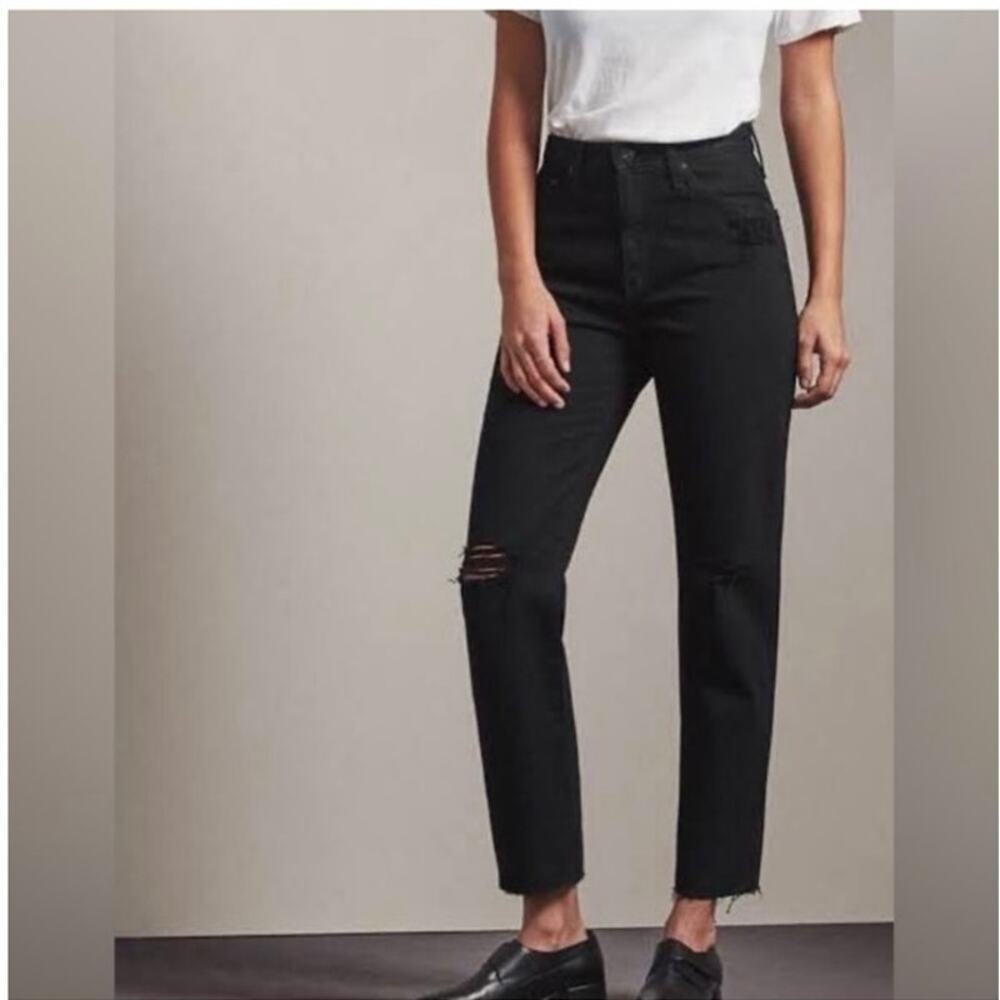 Adriano Goldschmied AG The Phoebe Vintage High Waisted Tapered Leg Gray Jeans 28